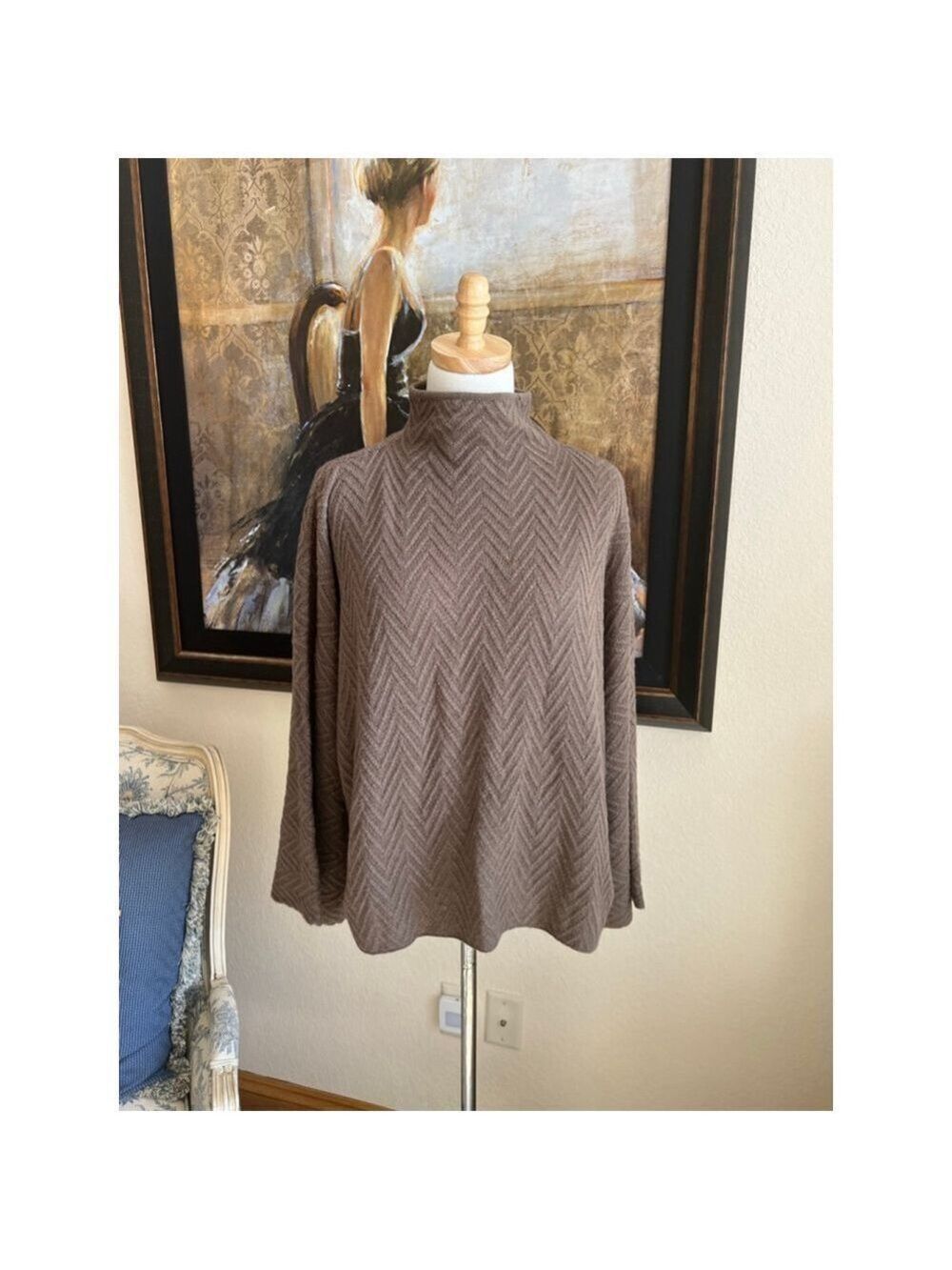 Brown Cashmere Turtleneck Sweater L